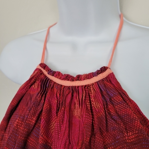 Free People Season in the Sun XS Red Tank Top Sleeveless Blouse Halter Neck - Picture 2 of 8